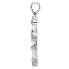 Sterling Silver Rhodium-plated CZ Cross Pendant - 22
