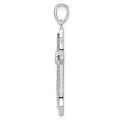 Sterling Silver Rhodium-plated CZ Cross Pendant - 23