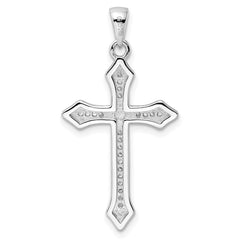 Sterling Silver Rhodium-plated CZ Cross Pendant - 23