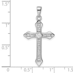 Sterling Silver Rhodium-plated CZ Cross Pendant - 23