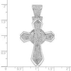 Sterling Silver Rhodium-plated Polished CZ Cross Pendant - 4