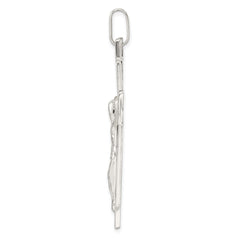 Sterling Silver Polished Crucifix Pendant - 15