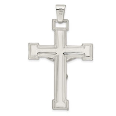 Sterling Silver Polished Crucifix Pendant - 15