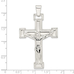 Sterling Silver Polished Crucifix Pendant - 15