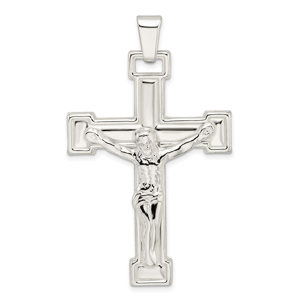 Sterling Silver Polished Crucifix Pendant - 15