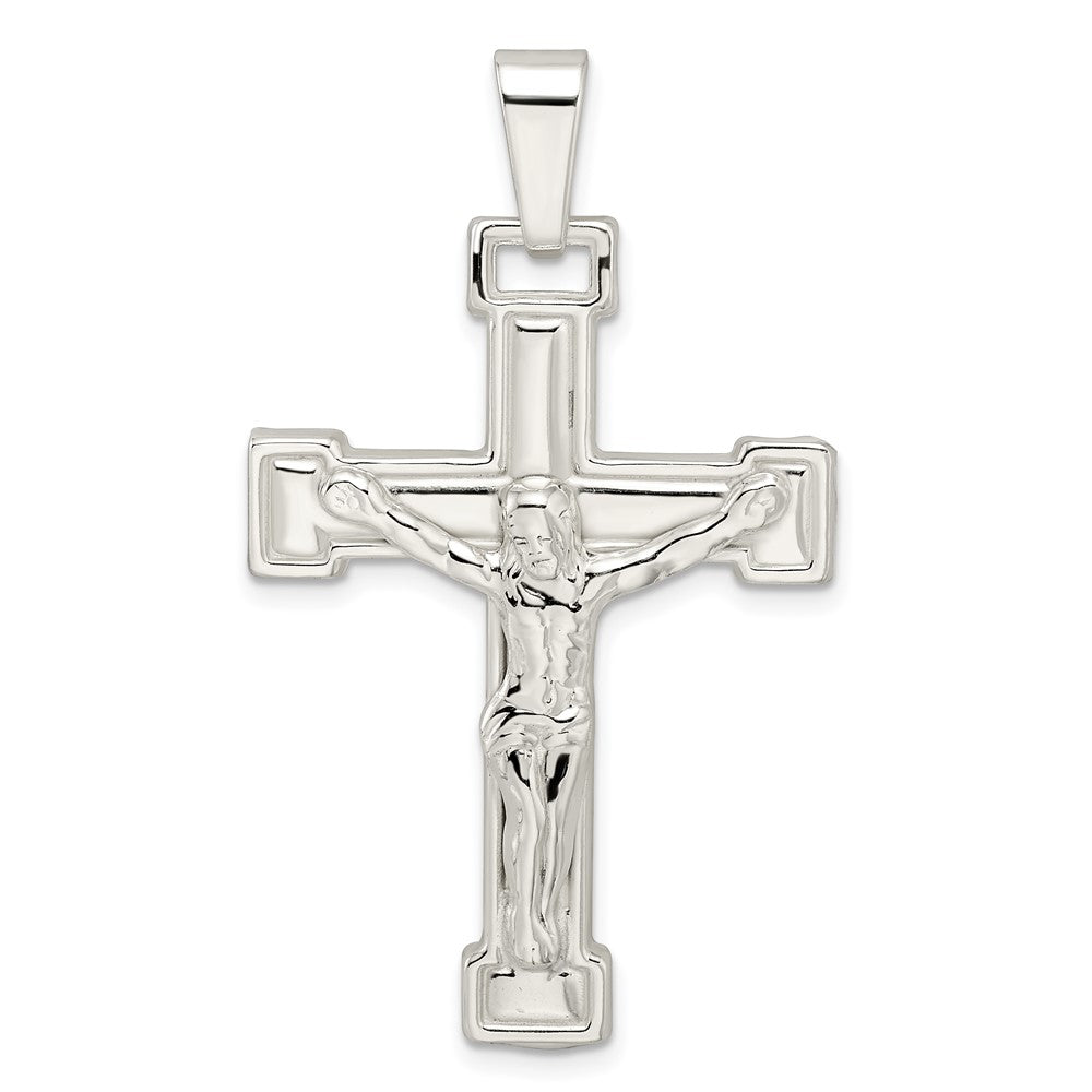 Sterling Silver Polished Crucifix Pendant - 4