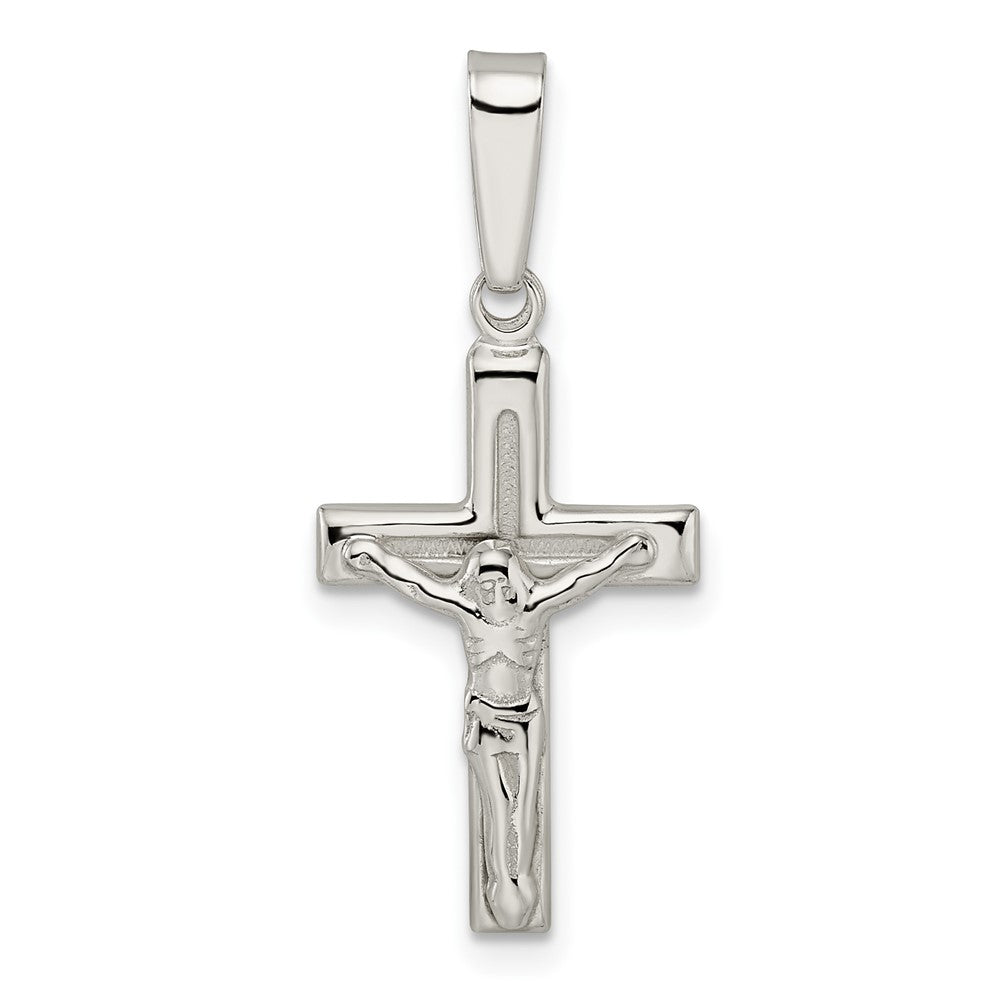 Sterling Silver Polished Crucifix Pendant - 16