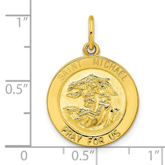 Sterling Silver Gold-tone Polished Solid Saint Michael Medal Pendant - 2