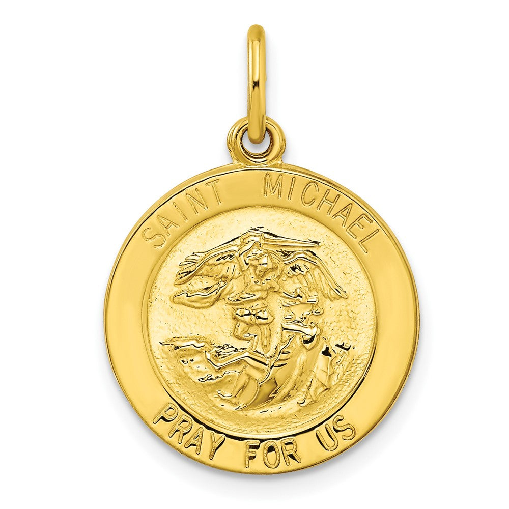 Sterling Silver Gold-tone Polished Solid Saint Michael Medal Pendant - 2