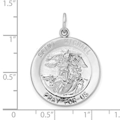 Sterling Silver Rhodium-plated Polished Solid Saint Michael Pendant - 2