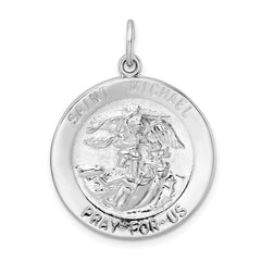 Sterling Silver Rhodium-plated Polished Solid Saint Michael Pendant - 2