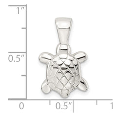 Sterling Silver Polished & Textured Turtle Pendant