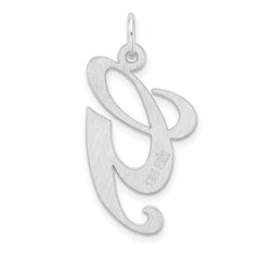 Large Sterling Silver Rhodium-plated Fancy Script Letter G Initial Charm