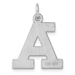 Large Sterling Silver Rhodium-plated Block Letter A Initial Charm
