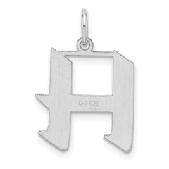 Small Sterling Silver Rhodium-plated Artisan Block Letter H Initial Charm