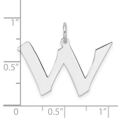 Small Sterling Silver Rhodium-plated Artisan Block Letter W Initial Charm