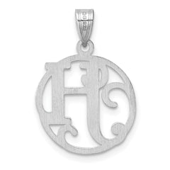 Small Sterling Silver Rhodium-plated Fancy Script Letter H Initial Pendant