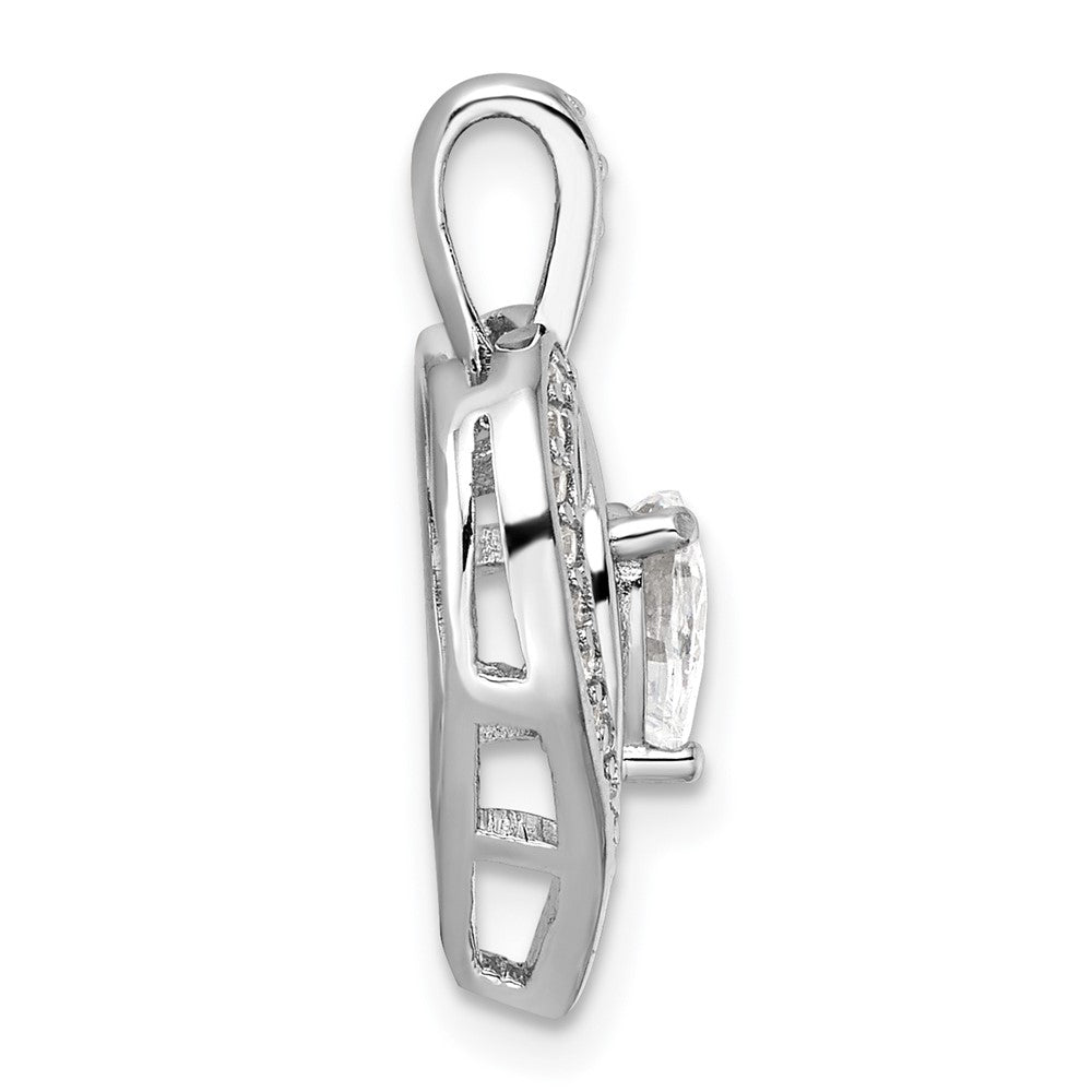 Sterling Silver Rhodium-plated CZ Heart Pendant - 9