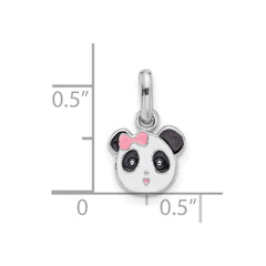 Sterling Silver Rhodium-plated Enameled Panda Charm Pendant