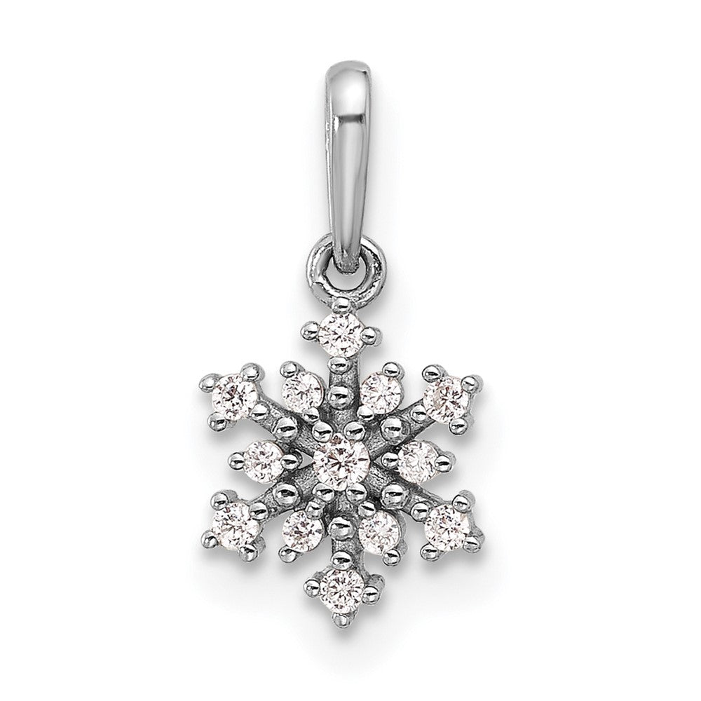 Sterling Silver Rhodium-plated Polished CZ Snowflake Pendant - 3