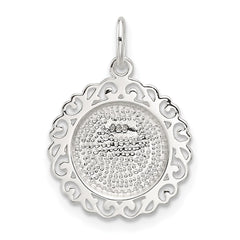 Sterling Silver E-coated Rose Charm