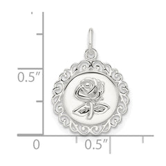 Sterling Silver E-coated Rose Charm