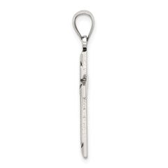 Sterling Silver Antiqued Solid Textured Cross Pendant - 2