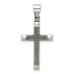 Sterling Silver Antiqued Solid Textured Cross Pendant - 2