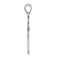 Sterling Silver Antiqued Solid Textured Cross Pendant - 4