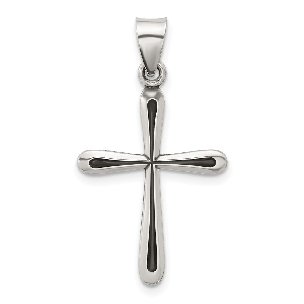 Sterling Silver Antiqued Solid Textured Cross Pendant - 4