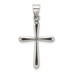 Sterling Silver Antiqued Solid Textured Cross Pendant - 4
