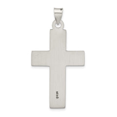 Sterling Silver Antiqued Solid Textured Cross Pendant - 7