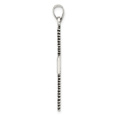 Sterling Silver Antiqued Solid Textured Cross Pendant - 5