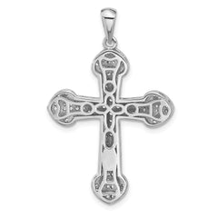 Sterling Silver Rhodium-plated CZ Cross Pendant - 8