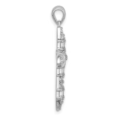 Sterling Silver Rhodium-plated CZ Cross Pendant - 6