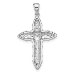 Sterling Silver Rhodium-plated CZ Cross Pendant - 6