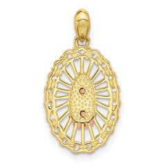 SS Gold and Rose-tone CZ Our Lady of Guadalupe Oval Pendant
