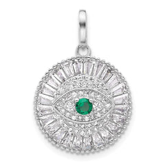 Sterling Silver Rhodium-plated CZ Evil Eye Pendant