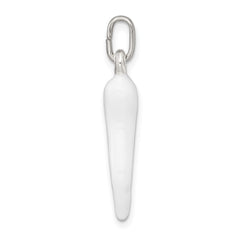 Sterling Silver White Enamel Italian Horn Pendant - 3