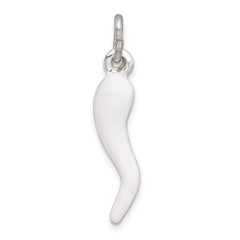Sterling Silver White Enamel Italian Horn Pendant - 3