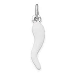 Sterling Silver White Enamel Italian Horn Pendant - 3