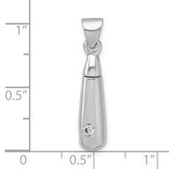 Sterling Silver Rhodium-plated Polished CZ Ash Holder Pendant