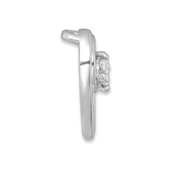 Sterling Silver Rhodium-plated Polished CZ Heart Chain Slide Pendant