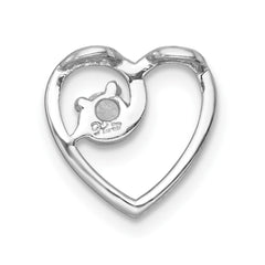 Sterling Silver Rhodium-plated Polished CZ Heart Chain Slide Pendant