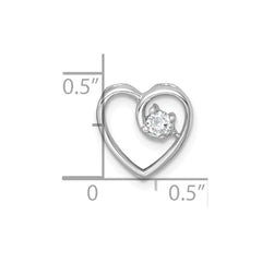Sterling Silver Rhodium-plated Polished CZ Heart Chain Slide Pendant