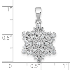 Sterling Silver Rhodium-plated Polished CZ Snowflake Pendant