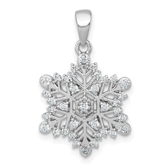 Sterling Silver Rhodium-plated Polished CZ Snowflake Pendant
