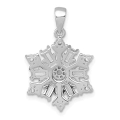 Sterling Silver Rhodium-plated Polished CZ Snowflake Pendant - 2
