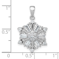 Sterling Silver Rhodium-plated Polished CZ Snowflake Pendant - 2