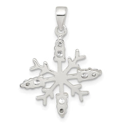 Sterling Silver Polished CZ Snowflake Pendant - 2